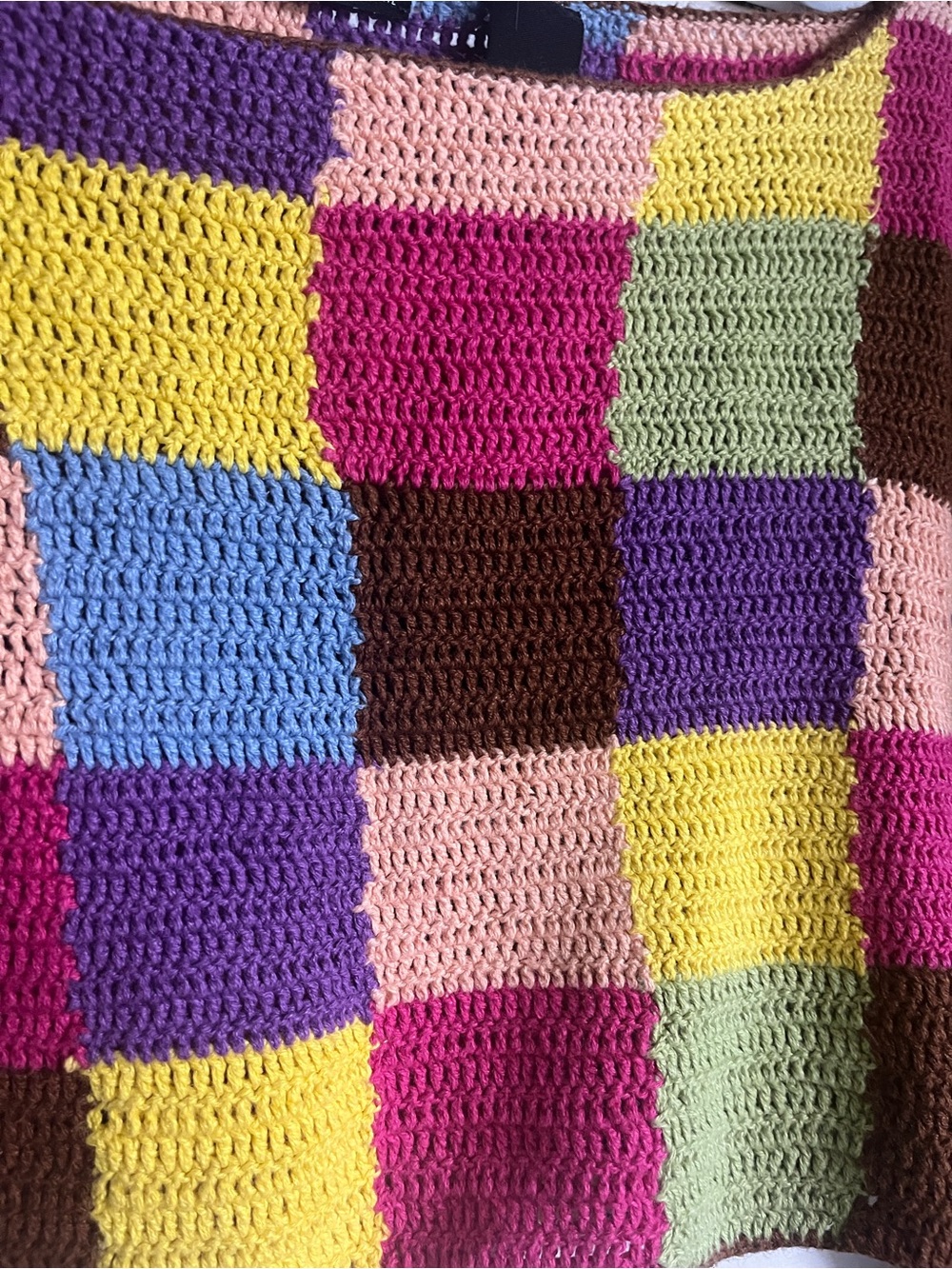 Colorblock Crochet Crop Sweater - Multicolor - Picture 3 of 6